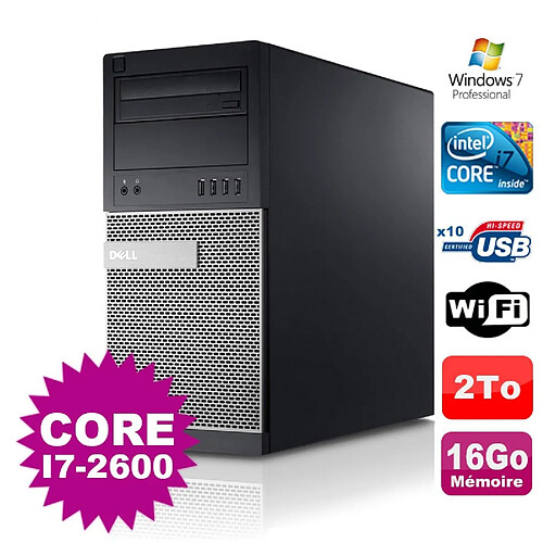 PC Tour Dell Optiplex 990 MT I7-2600 3.4GHz 16Go Disque 2000Go Graveur Wifi W7 · Occasion