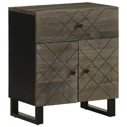 vidaXL Table de chevet noir 50x33x60 cm bois de manguier massif