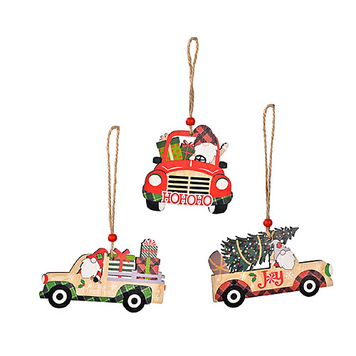 C111 3PCS Pendentif en bois de Noël Pendentif auto Pendentif auto Pendentif Scène de Noël Décoration Ornements de Noël