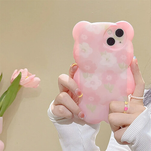 GUPBOO Étui pour iPhone13ProMax Peinture à l'huile 3D ours étui en silicone pour téléphone portable