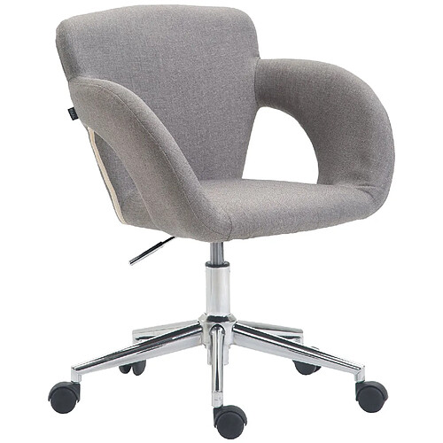 Decoshop26 Fauteuil de bureau sur roulettes en tissu gris clair structure métal chromé BUR10701