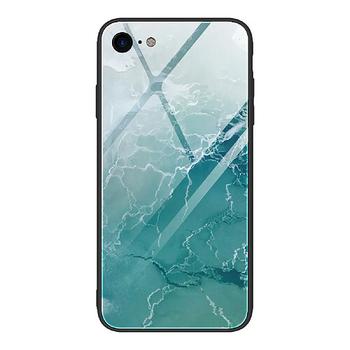 Coque en TPU hybride de verre de texture de marbre style D pour votre Apple iPhone SE (2nd Generation)/8/7