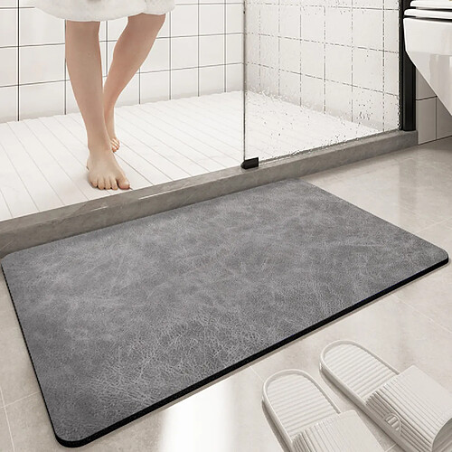 LUUCOZK Tapis de bain antidérapants, absorbants, à séchage rapide, décoration de salle de bain, cendre de plomb-60 x90CM