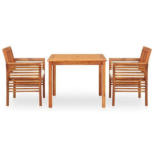 Maison Chic Mobilier à dîner 3 pcs de jardin - Ensemble table et chaises d'extérieur - Salon/Mobilier de jardin classique et coussins Acacia solide -MN35571