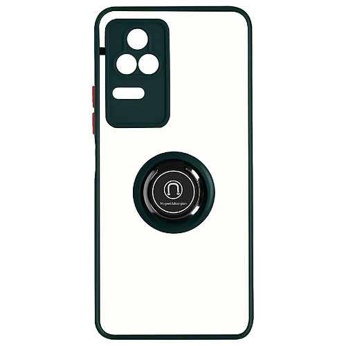 Avizar Coque pour Xiaomi Poco F4 5G Bi-matière Bague Métallique Support Vidéo vert