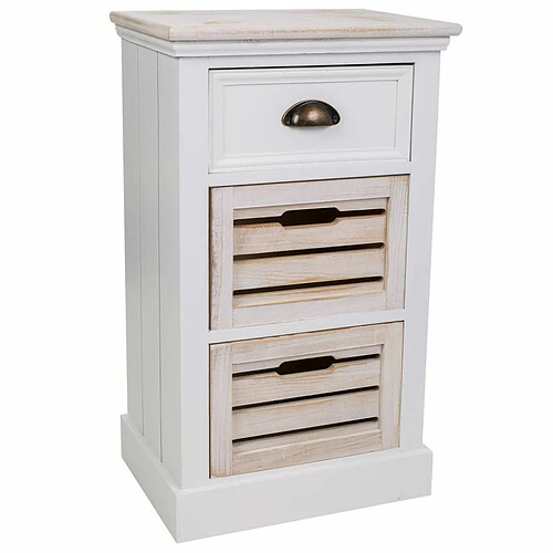 Caisson à Tiroirs Alexandra House Living Blanc Marron Bois de paulownia Bois MDF 30 x 68 x 40 cm