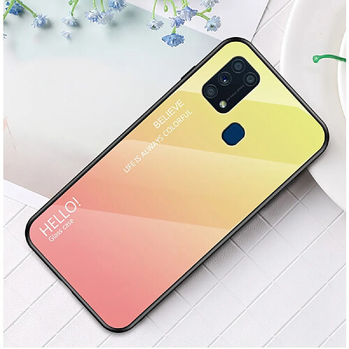 Coque en TPU hybride de couleur dégradé jaune/rose pour votre Samsung Galaxy M31