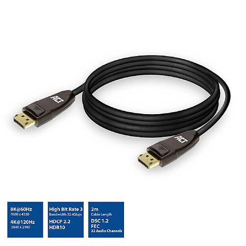 Act Editions ACT AC4073 câble DisplayPort 2 m Noir