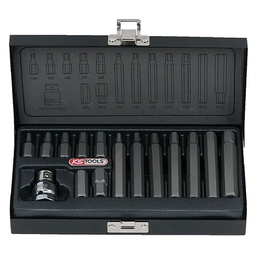 Coffret d'embouts KS, 6pans male 15 pcs - 4-5-6-7-8-10-12 mm KS TOOLS 911.5040