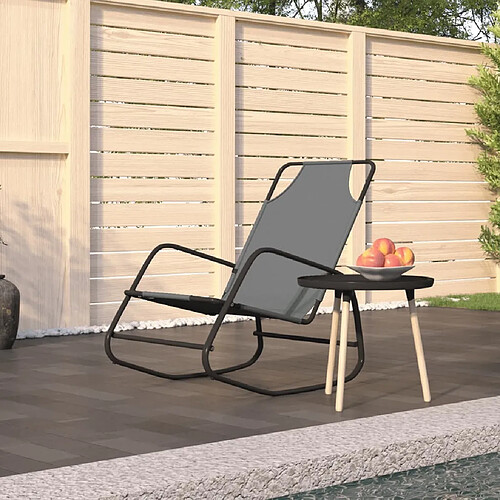 Maison Chic Chaise longue à bascule | Bain de soleil Relax | Transat gris acier et textilène -GKD19343