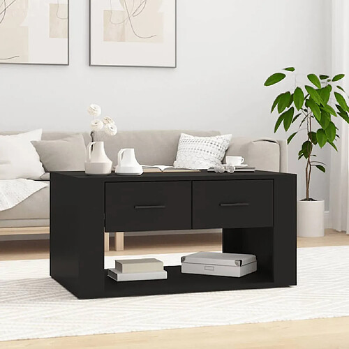 vidaXL Table basse Noir 80x50x40 cm Bois d'ingénierie