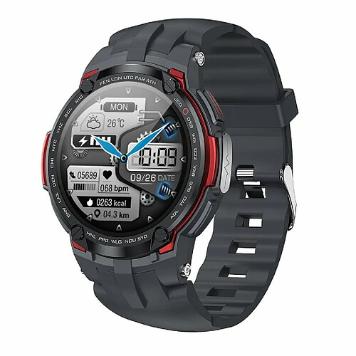 V6 Montre Intelligente Écran Tactile Ecg Sang Oxygène Fréquence Cardiaque Moniteur De Santé Sport Fitness Noir Rouge