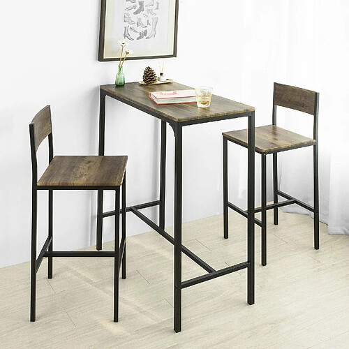 SoBuy OGT03-XL Set de 1 Table de Bar + 2 Chaises