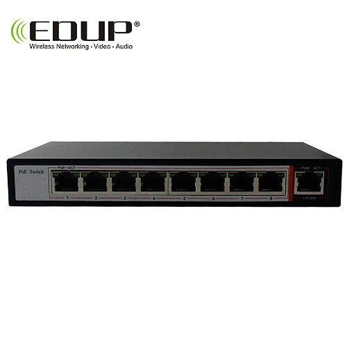 edup ep-ps1016 48v / 2a 8 ports 10 / 100mbps commutateur poe ethernet