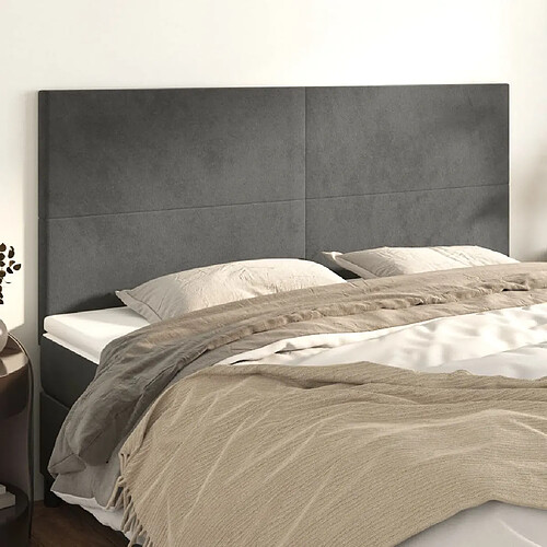 vidaXL Têtes de lit 4 pcs Gris foncé 90x5x78/88 cm Velours