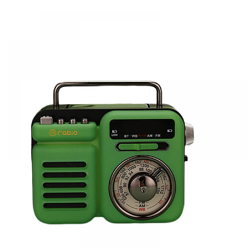 General Mini haut-parleur Bluetooth, bouton en métal avec lanière, radio vintage avec style classique à l'ancienne, haut-parleur portable sans fil, taille mini, volume fort, pour voyage en plein air (vert)