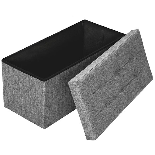 Helloshop26 Pouf coffre de rangement pliable grand format tissu gris clair 1208013