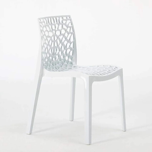 22 Chaises Gruvyer Grand Soleil nid d'abeille colorées promo prix stock, Couleur: Blanc