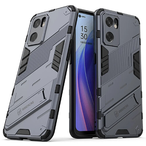 Coque en TPU antichoc, anti-rayures avec béquille, bleu foncé pour votre Oppo Reno7 SE 5G