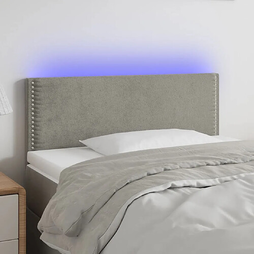 vidaXL Tête de lit à LED Gris clair 100x5x78/88 cm Velours