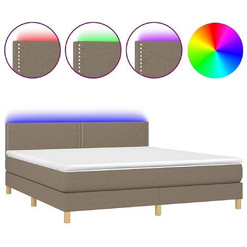 Maison Chic Lit adulte- Lit + matelas,Sommier à lattes de lit avec matelas LED Taupe 180x200 cm Tissu -GKD48491