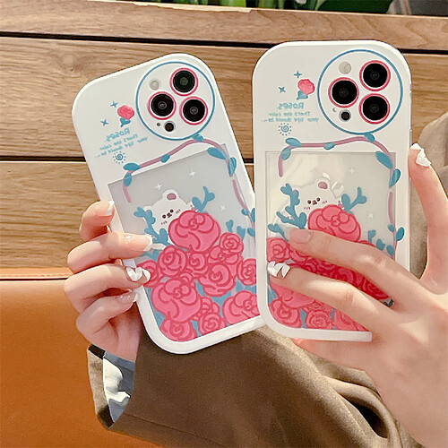 GUPBOO Étui pour iPhoneXsMax rosier ours amusement coque de téléphone portable jolie fille