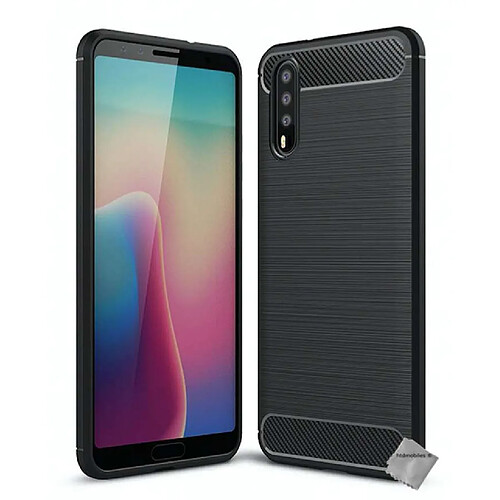 Htdmobiles Coque silicone gel carbone pour Huawei P20 + verre trempe - NOIR