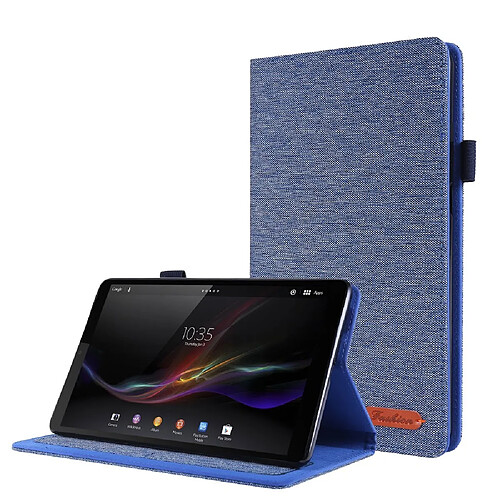 Etui en PU texture de tissu avec support et porte-cartes bleu pour votre Lenovo Tab M8/Tab M8 (2nd Gen)