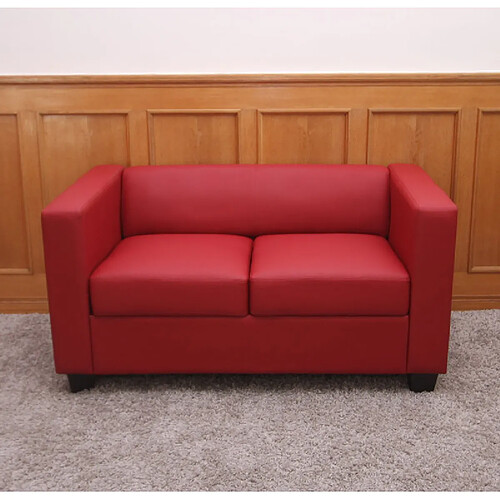 Mendler Canapé / sofa Lille, 2 places ~ simili-cuir, rouge