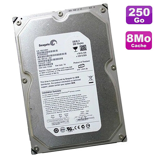 Seagate Technology Disque Dur 250Go SATA 3.5" Seagate DB35 Series ST3250820SCE 7200RPM 8Mo · Occasion