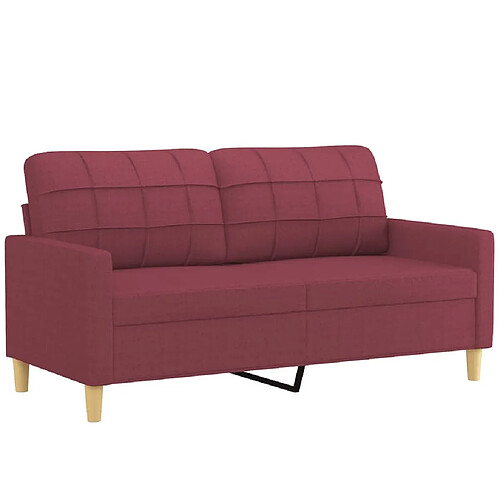 Maison Chic Canapé à 2 places,Sofa de Salon,Canapé droit Rouge bordeaux 140 cm Tissu -GKD781355