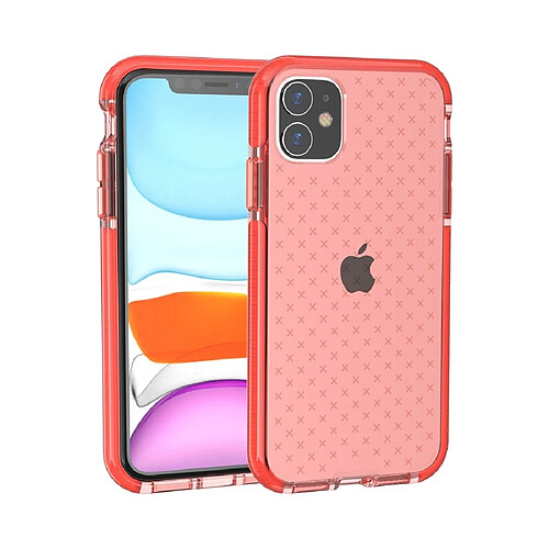 Wewoo Coque Souple Pour iPhone 11 Grille Motif Antichoc Transparent TPU Housse de protection Orange