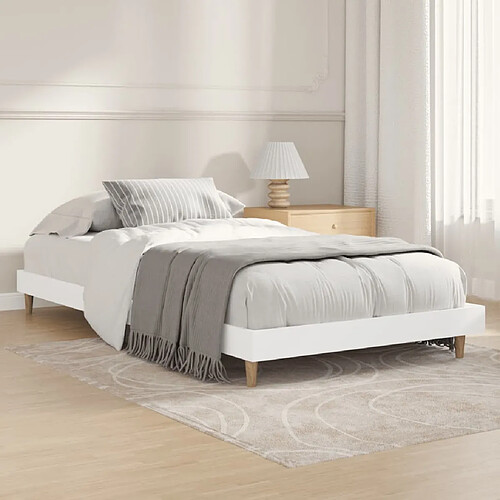 vidaXL Cadre de lit sans matelas blanc 100x200 cm bois d'ingénierie