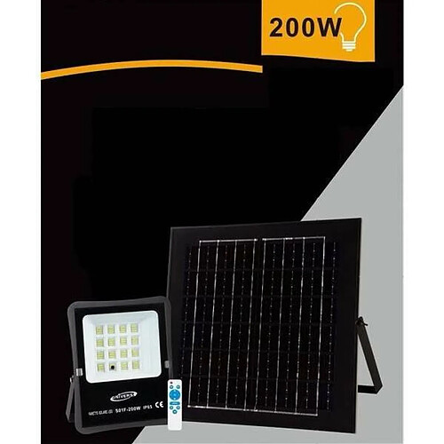 Tradex SOLAIRE LED 200W TÉLÉCOMMANDE IP65 LUMIÈRE BLANCHE FROIDE 6500K S01F-200W