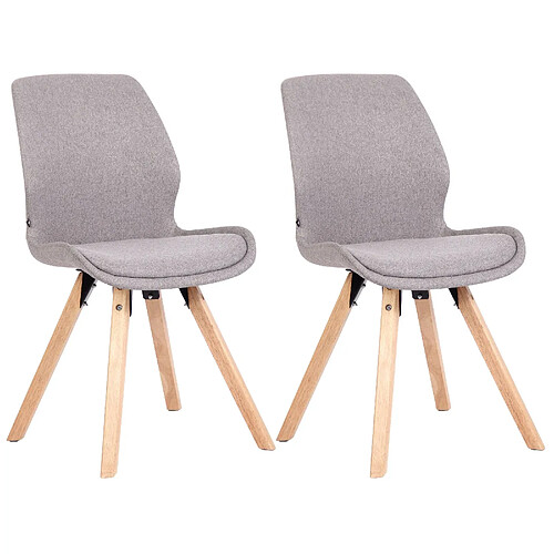 Decoshop26 Lot de 2 chaises de salle à manger en tissu gris style scandinave pieds bois CDS101131