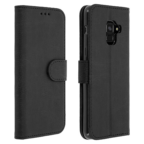 Avizar Housse Samsung Galaxy A8 Etui Folio Clapet Portefeuille Support Stand - noir