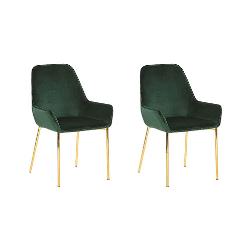 Beliani Chaise de salle à manger LOVERNA Set de 2 Velours Vert foncé