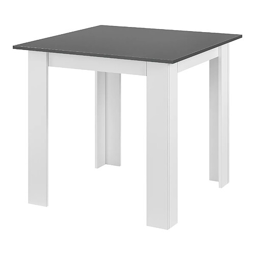 Table de Forme Carrée pour 4 Personnes Table Design pour Salle à Manger Cuisine Salon Panneau de Particules Mélaminé 80 x 80 x 76 cm Blanc Gris Foncé [en.casa]