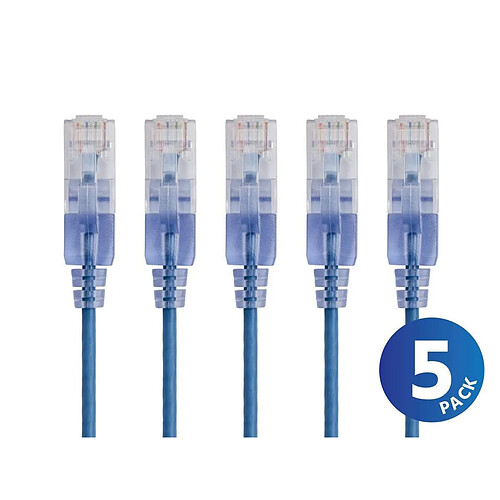 Monoprice Cat6A Ethernet Patch Cable | Snagless RJ45 | UTP | Pure Bare Copper Wire | 10G | 30AWG | 5-Pack | SlimRun Series