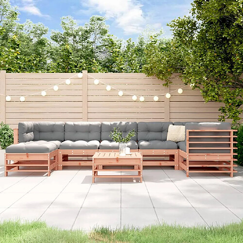 vidaXL Salon de jardin 8 pcs avec coussins bois massif douglas