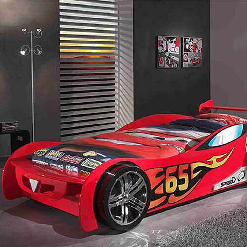 Mes Lit voiture 246,6 x 111 x 66 cm rouge + matelas - CARINO