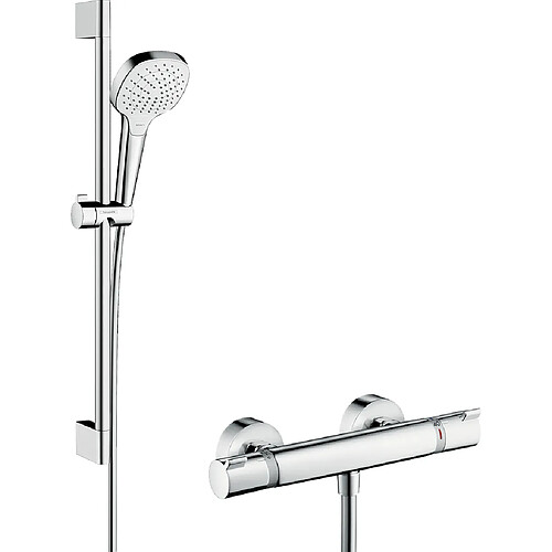 Hansgrohe - Combi douche Croma Select E Vario/Ecostat Comfort avec barre 65 cm blanc/chromé