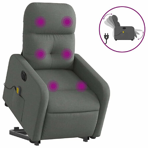 Maison Chic Fauteuil Relax pour salon, Fauteuil inclinable de massage électrique Gris foncé Tissu -GKD10879