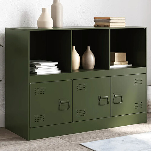 vidaXL Buffet vert olive 99x39x73 cm acier