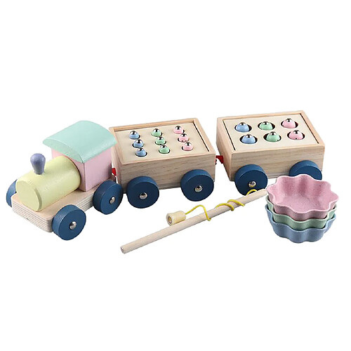 En bois Jeu de Pêche Train Modèle Kid Jouets Motricité Fine Jouet Couleur de Tri Jouets Cadeau pour Les Tout-petits et Enfants