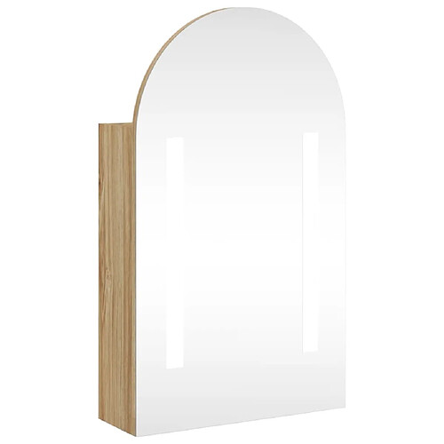 Maison Chic Armoire de bain à miroir,Meuble haut de rangement de salle de bain avec LED arquée chêne 42x13x70 cm -GKD640451