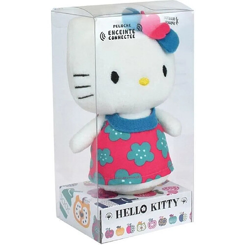 Jemini/Fun House HELLO KITTY PELUCHE +/- 11 CM AVEC ENCEINTE BLUETOOTH - LIVRAISON ALÉATOIRE : ROBE ROSE OU BLEU