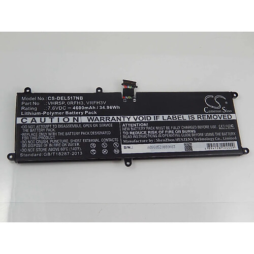 vhbw batterie compatible avec Dell Latitude 11 5175, 11 5179, 5175, 11 5175 Tablet, 11 5179 Tablet laptop (4600mAh, 7,4V, Li-Polymère, noir)