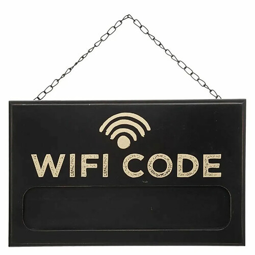 Plaque de Porte Déco Wifi Code 35cm Noir