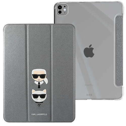 Karl Lagerfeld Étui pour iPad Air 4 , Air 5 et Pro 11 Clapet Support Multiposition Gris